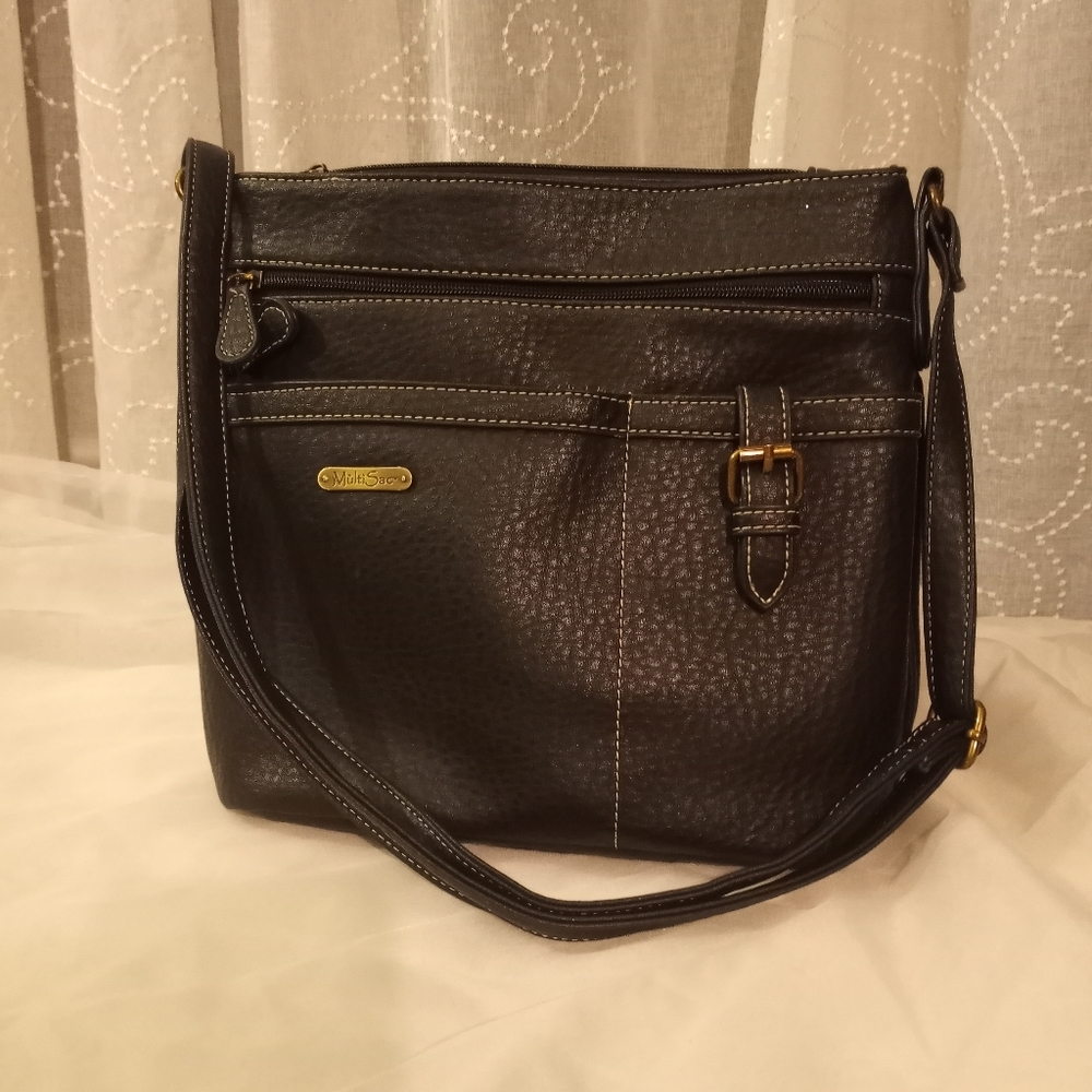 Black Crossbody Bag with Gold Accents -multi sac